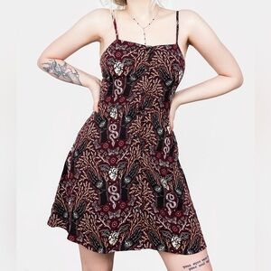 Disturbia Burgundy Hemlock Button-Up Apron Dress – US 4